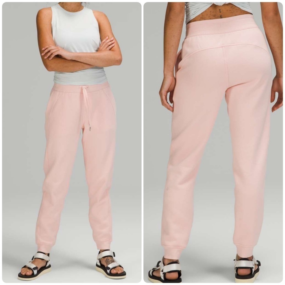 Lululemon Scuba High-Rise Jogger Fleece 28" Pink Mist Sz 12 W5CVAS Cotton Terry